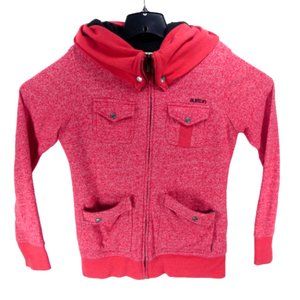 Burton Ningbo Womens Red M Zip Up Fleece Lined Multi Pocket Hoodie Sweatshirt